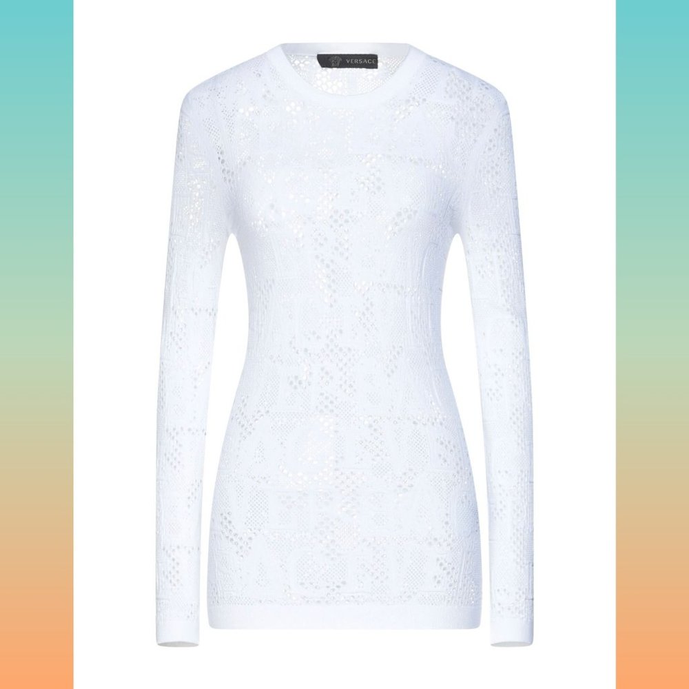 NWT Versace Knitted Logo Long Sleeve Top